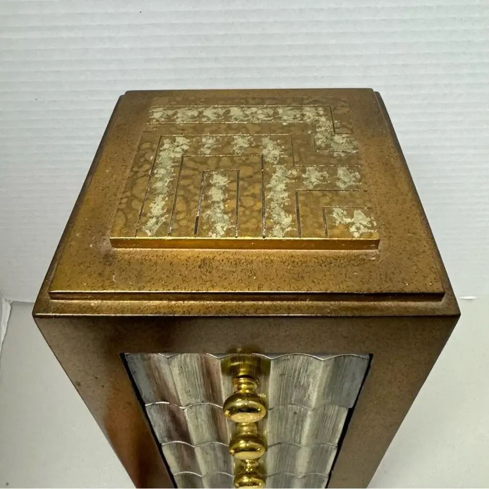 Artmax Bronze Silver Metal Large Jewelry Box 4 Drawer Vintage Rare Unique 80s
